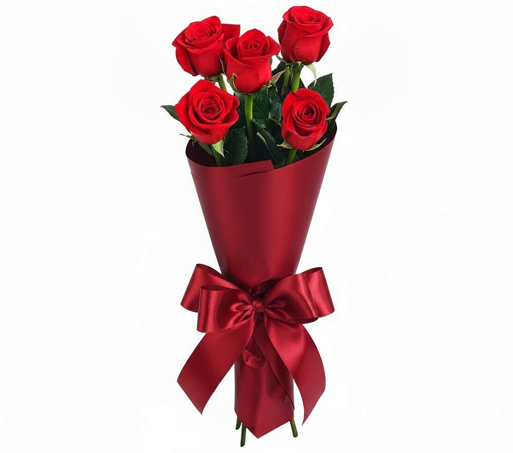 Букет 5 Красных роз Эдлесс Лав в Самотовино