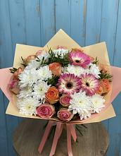 Букет цветов из:  Розы, Герберы и Хризантемы в Самотовино