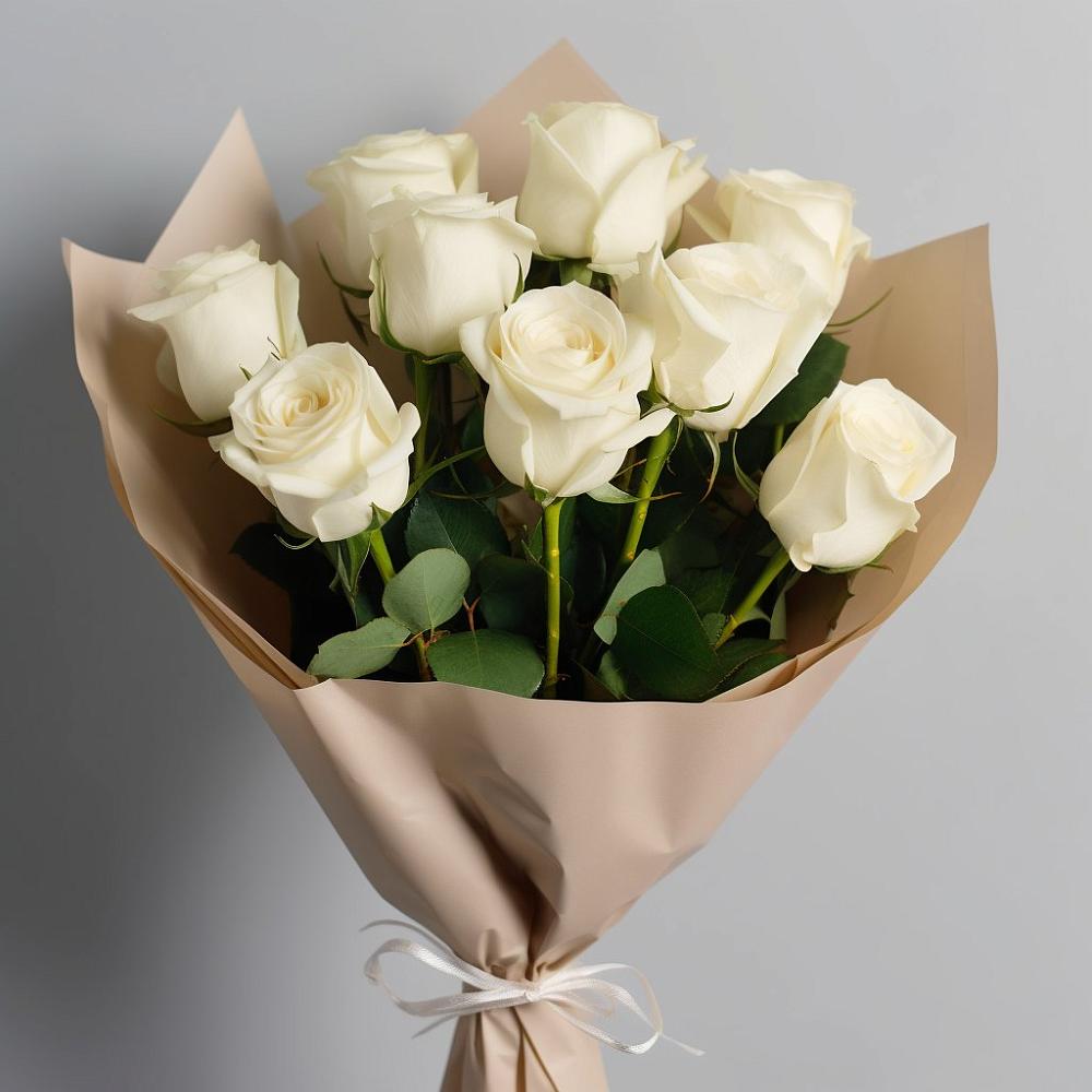 Букет 9 Белых роз Эдлесс Лав в Самотовино