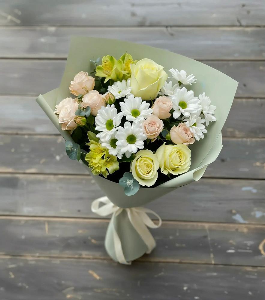 Букет цветов из: Альстромерии, Розы и Хризантемы в Самотовино