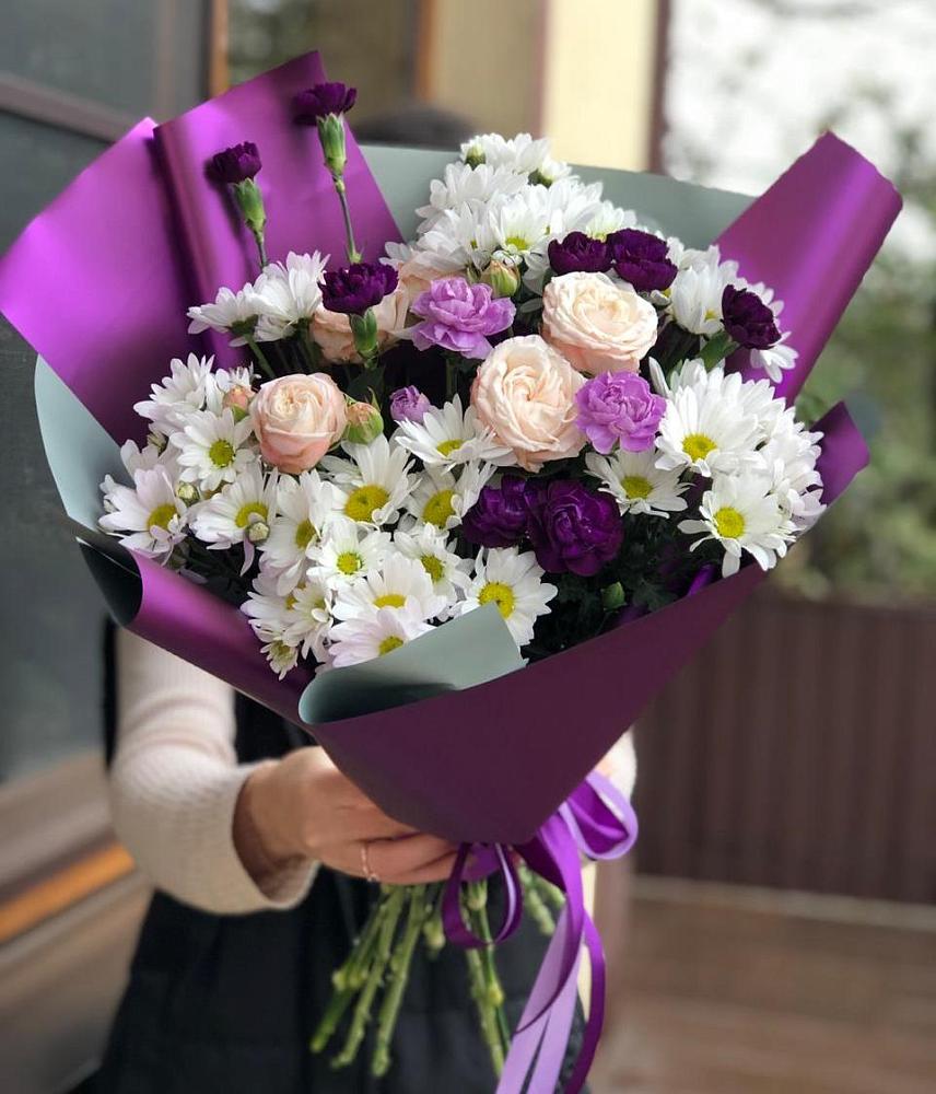 Букет цветов из: Хризантемы, Гвоздики и Розы в Самотовино