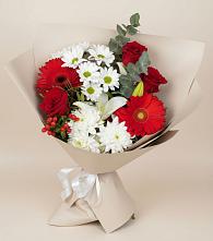 Букет цветов из:  Розы, Хризантемы, Герберы и Лилии в Самотовино