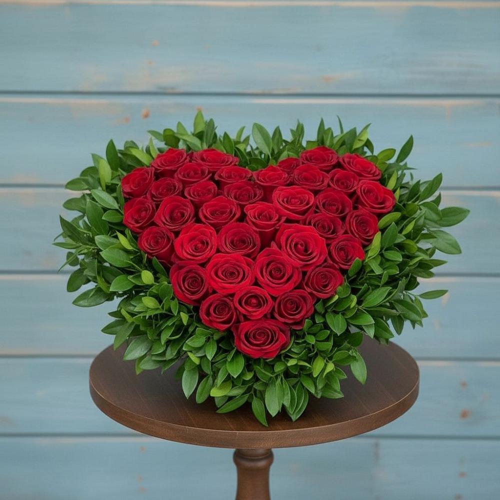 Цветочная композиция из Розы в виде сердца в Самотовино