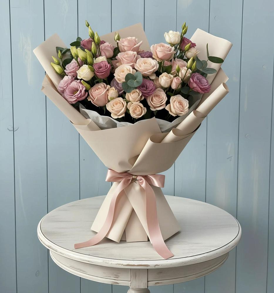 Букет цветов из: Розы и Лизиантусы в Самотовино