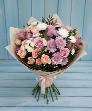 Букет цветов из:  Хризантемы, Розы и Альстромерии #REPLACE_PRED# Самотовино