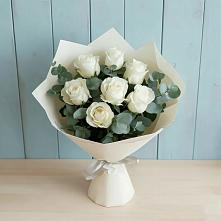 Букет Белые розы в Эвкалипте #REPLACE_PRED# Самотовино