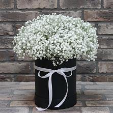 Цветочная композиция из Гипсофила в шляпной коробке в Самотовино